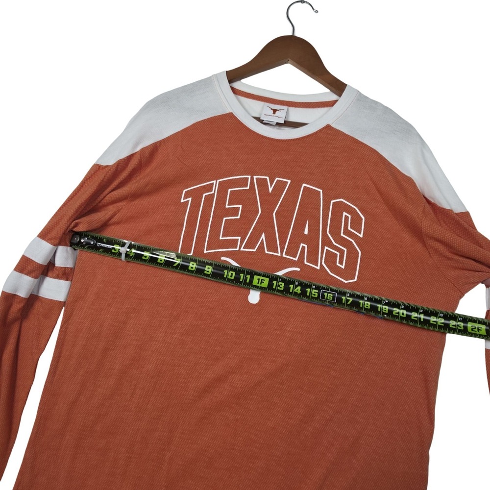 Texas Longhorns Shirt Men L Burnt Orange Thermal Knit Varsity Stripe Long Sleeve - Picture 7 of 9